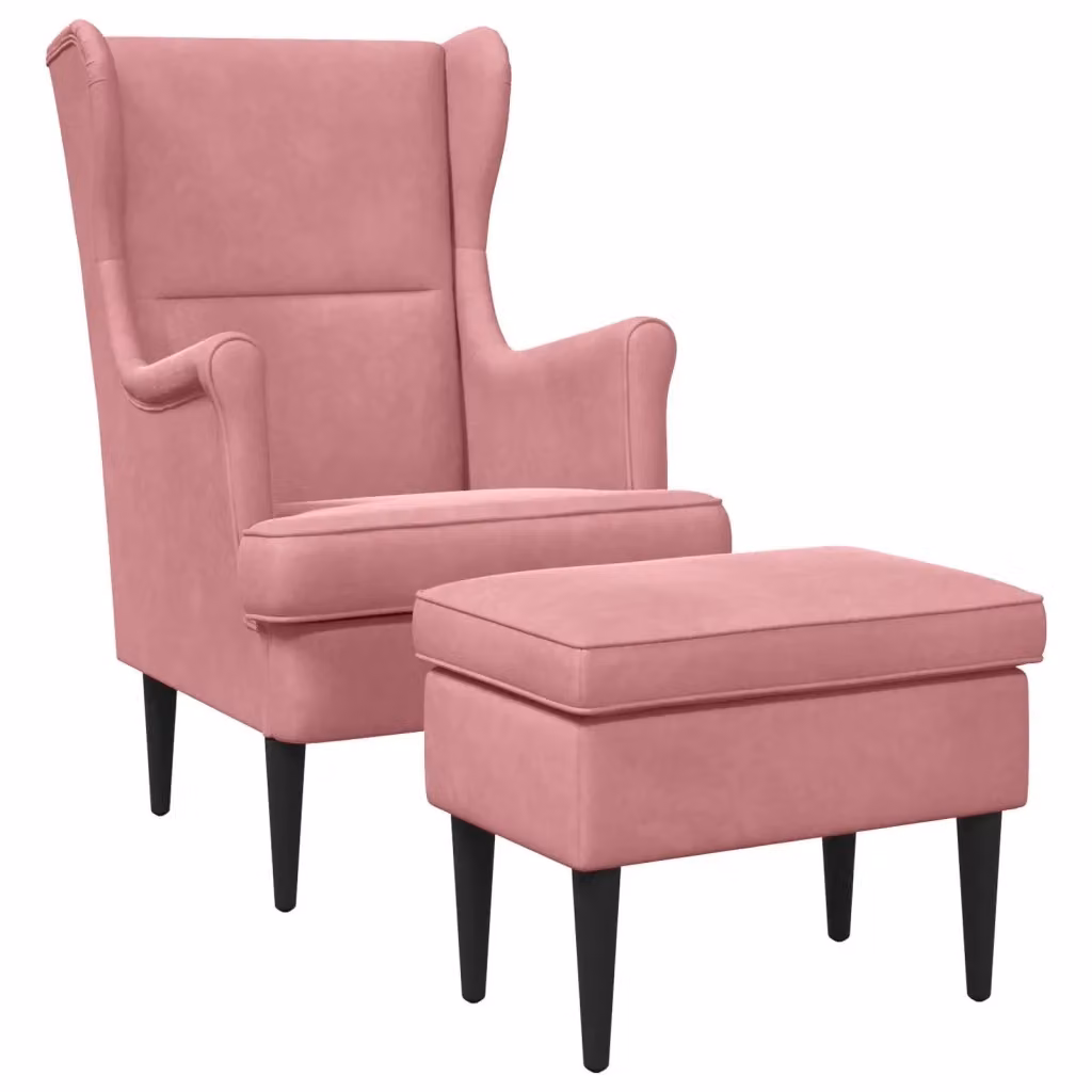 Set di Poltrona con Ottoman vidaXL in Velluto Rosa per Soggiorno e Camera da Letto – 2