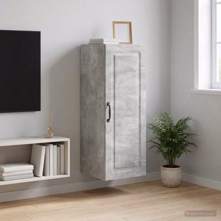 Mobiletto a muro vidaXL in legno MDF grigio con ripiani regolabili, L/P/H: 33 x 34,5 x 90 cm
