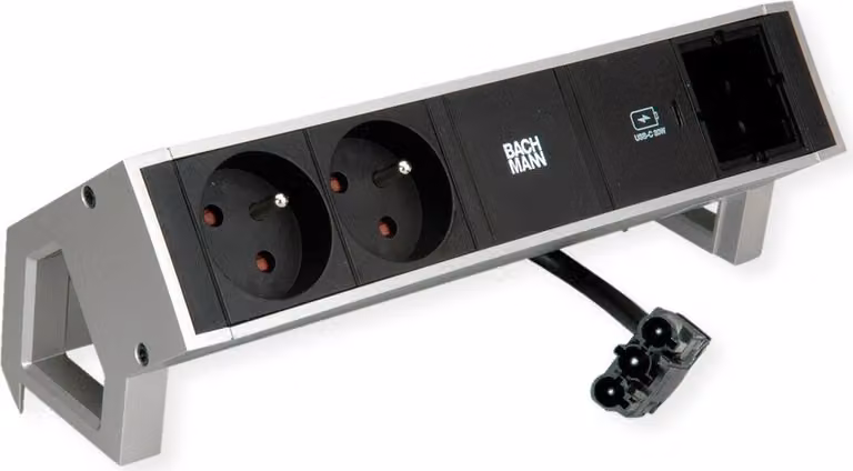 Bachmann Desk2 2Xute 1Xusb C 30W 1Xcm 0,2M Gst18 Inox