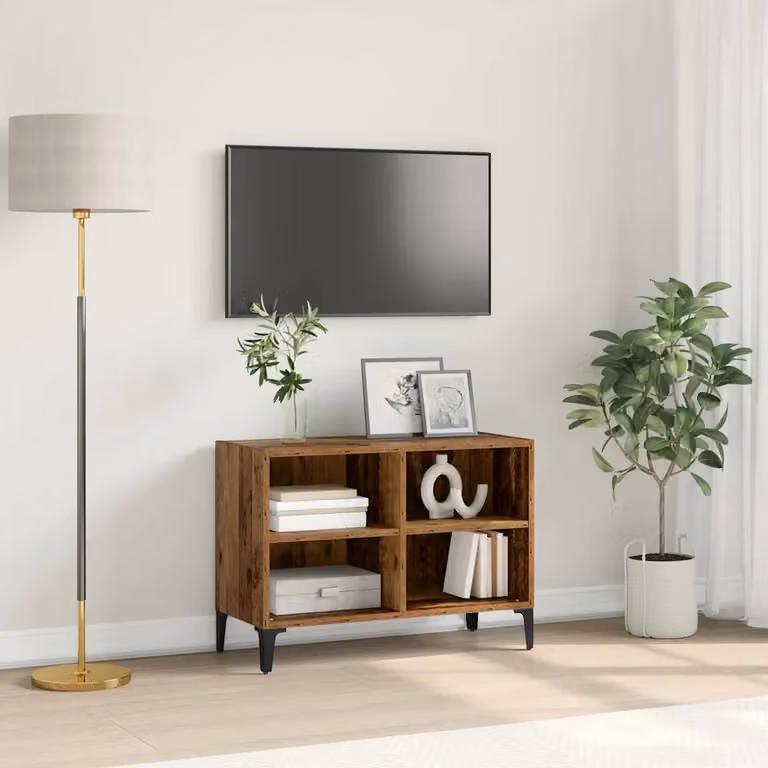 Set mobile TV da parete vidaXL in legno MDF color marrone rustico opaco