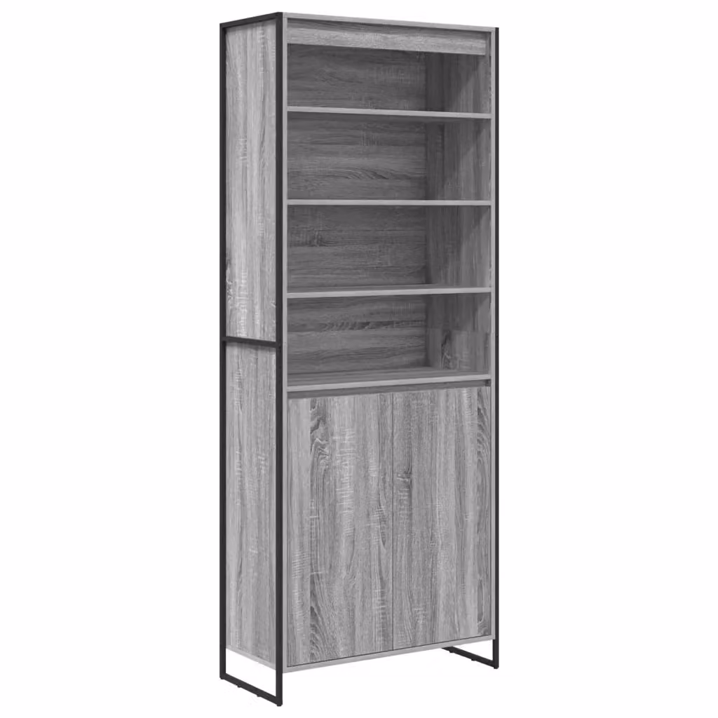 Armadio alto vidaXL in stile industriale Grigio, con ante a battente e ripiani interni, L: 79 cm, P: 36 cm, H: 200 cm – 2