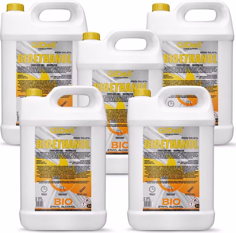 Bioetanolo inodore 96,6% 25L per caminetti universali senza fumo e senza fuliggine GiDeli