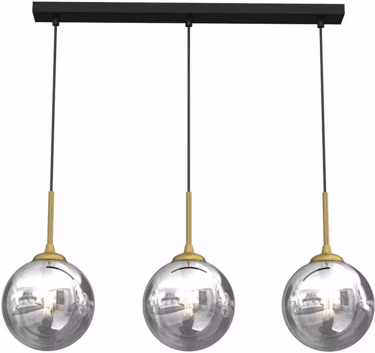 Lampadario REFLEX nero-cromato-oro 3xE14x40W vetro, dimensioni: 90x70x25 cm, IP20 Milagro