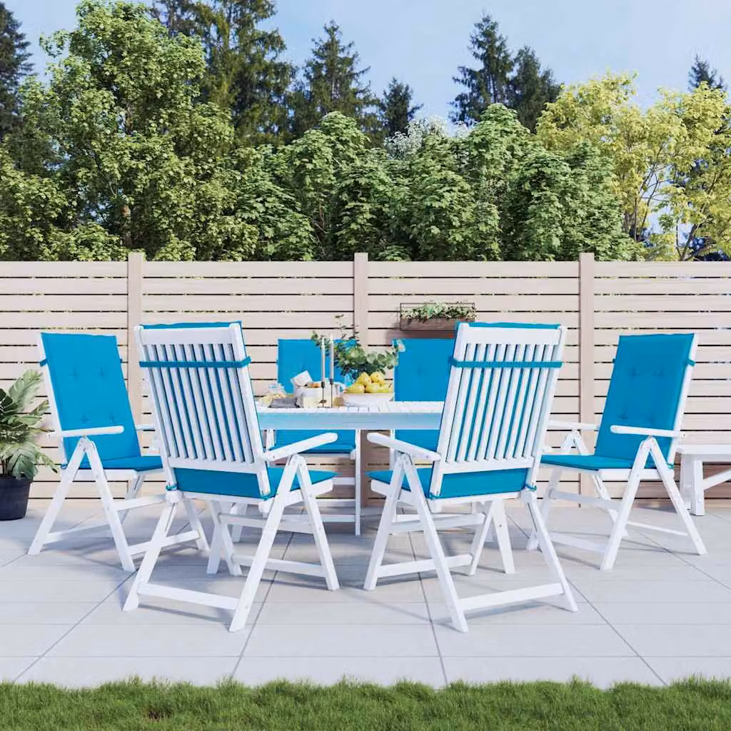 Set di 6 cuscini per sedie vidaXL in tessuto blu, impermeabili e resistenti ai raggi UV, L 120 cm x P 50 cm x H 3 cm