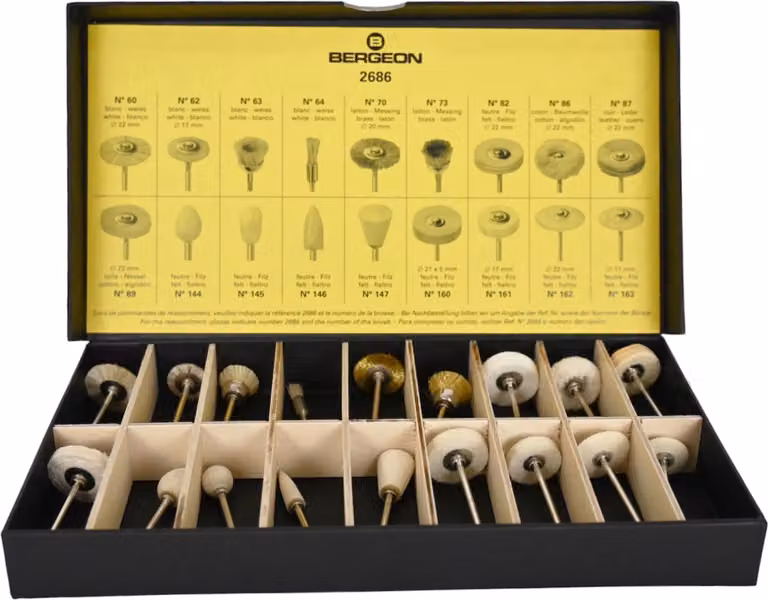 Assortimento Bergeon 2686 di 18 Pennelli per Lucidatura
