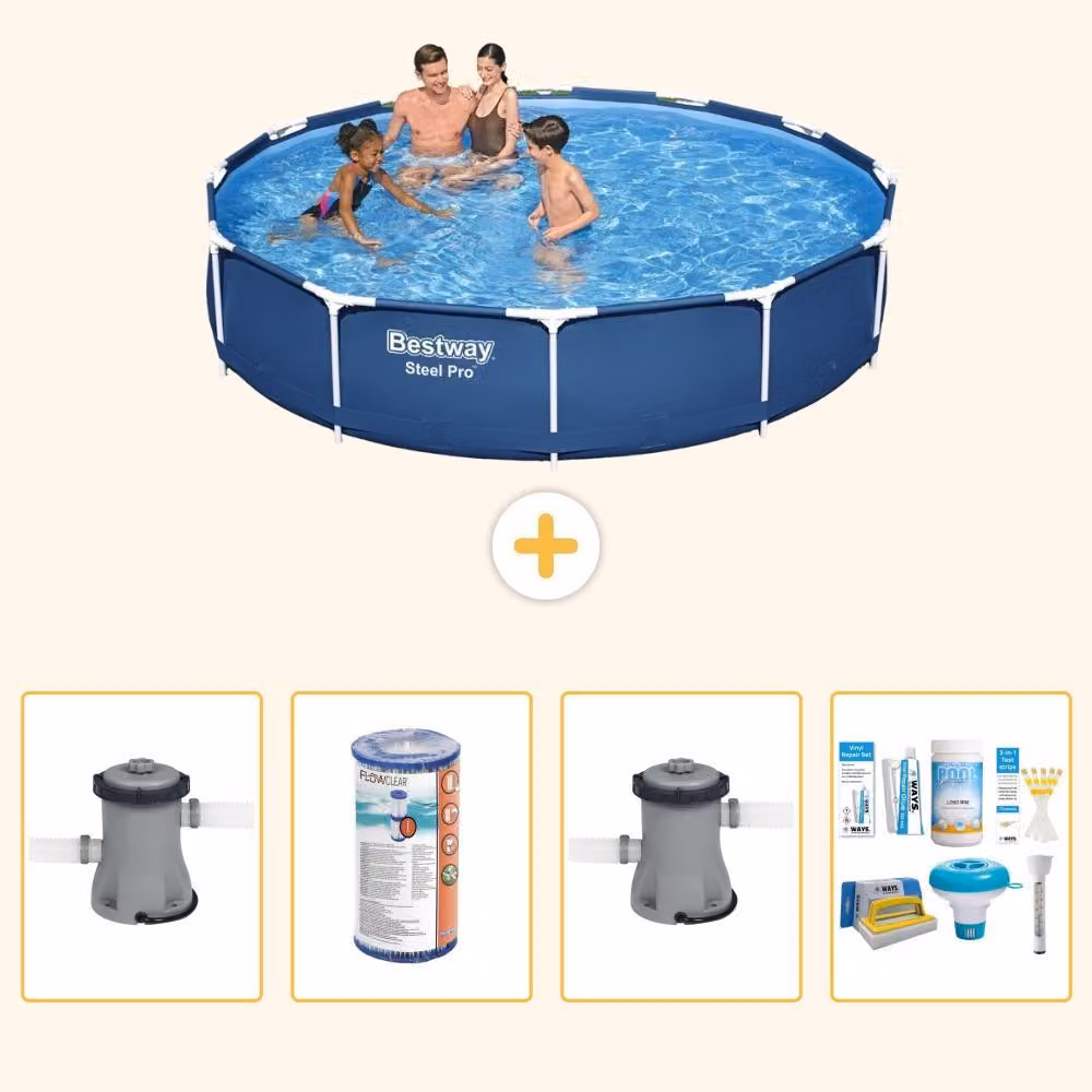 Bestway Steel Pro, piscina in acciaio, rotonda - 366x76 cm - composta da 5 parti, modello S22750