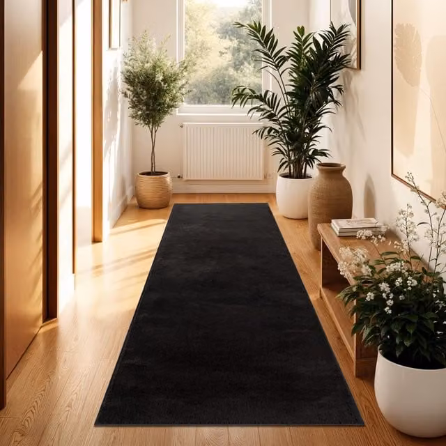 Tappeto Calia Italia nero L: 80 cm, P: 300 cm