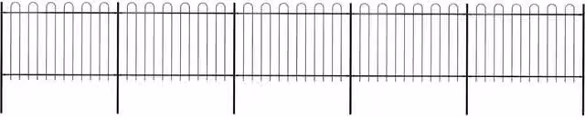 Recinzione da giardino VIDAXL in acciaio con parte superiore ad anello, colore nero, L: 838 cm, H: 120 cm