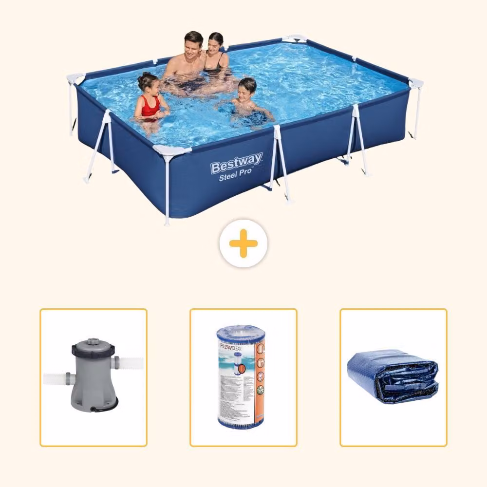 Bestway Steel Pro, piscina rettangolare - 300x201x66 cm - 4 pezzi - Modello S22301