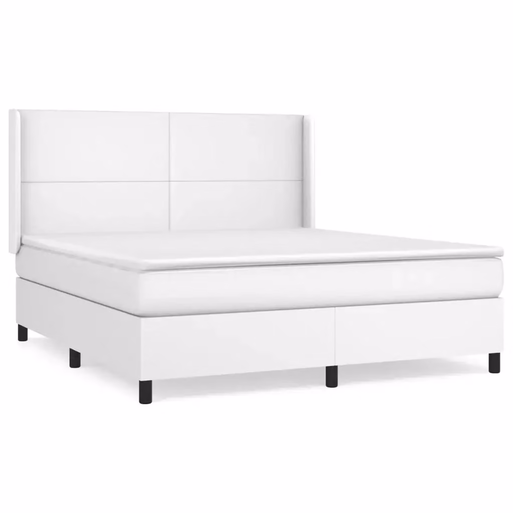 Letto con Giroletto a Molle e Materasso Bianco vidaXL in Similpelle L/P: 160 x 200 cm – 2