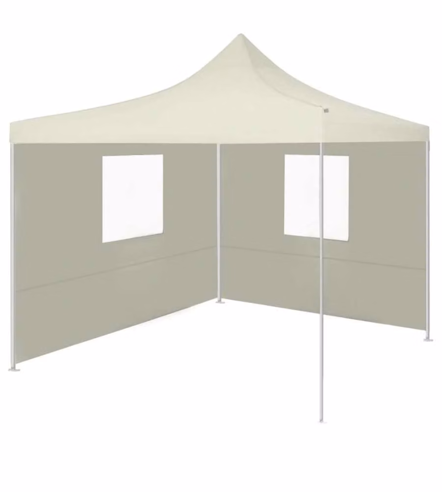 Tenda Pieghevole con 2 Pareti 3x3 m Crema