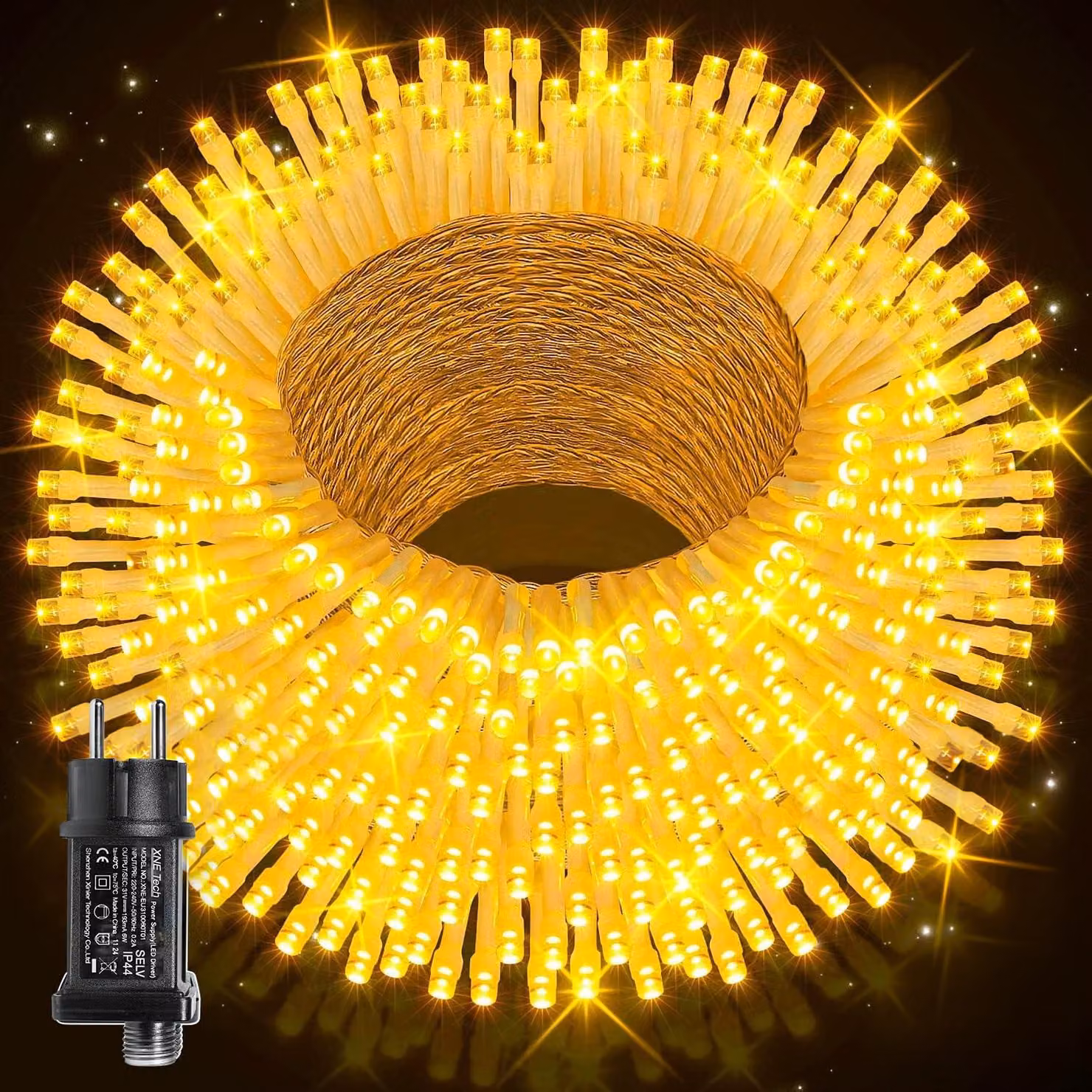 Catena luminosa da 50 metri, con 500 LED, impermeabile, grado di protezione IP44, adatta per uso esterno