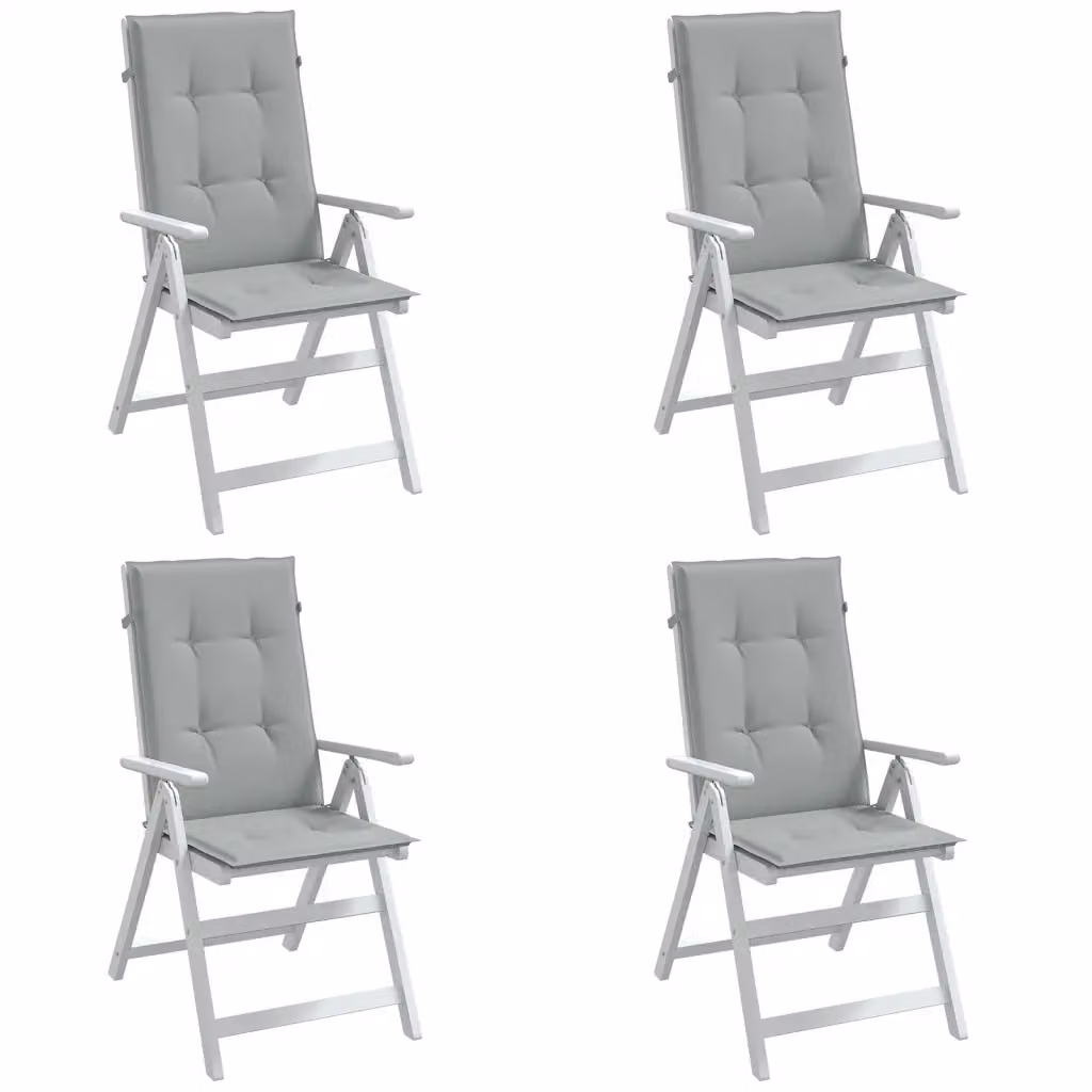 Set di 4 cuscini per schienale alto vidaXL in tessuto grigio mélange, resistenti ai raggi UV e antiscivolo, L 120 cm x P 50 cm x H 4 cm