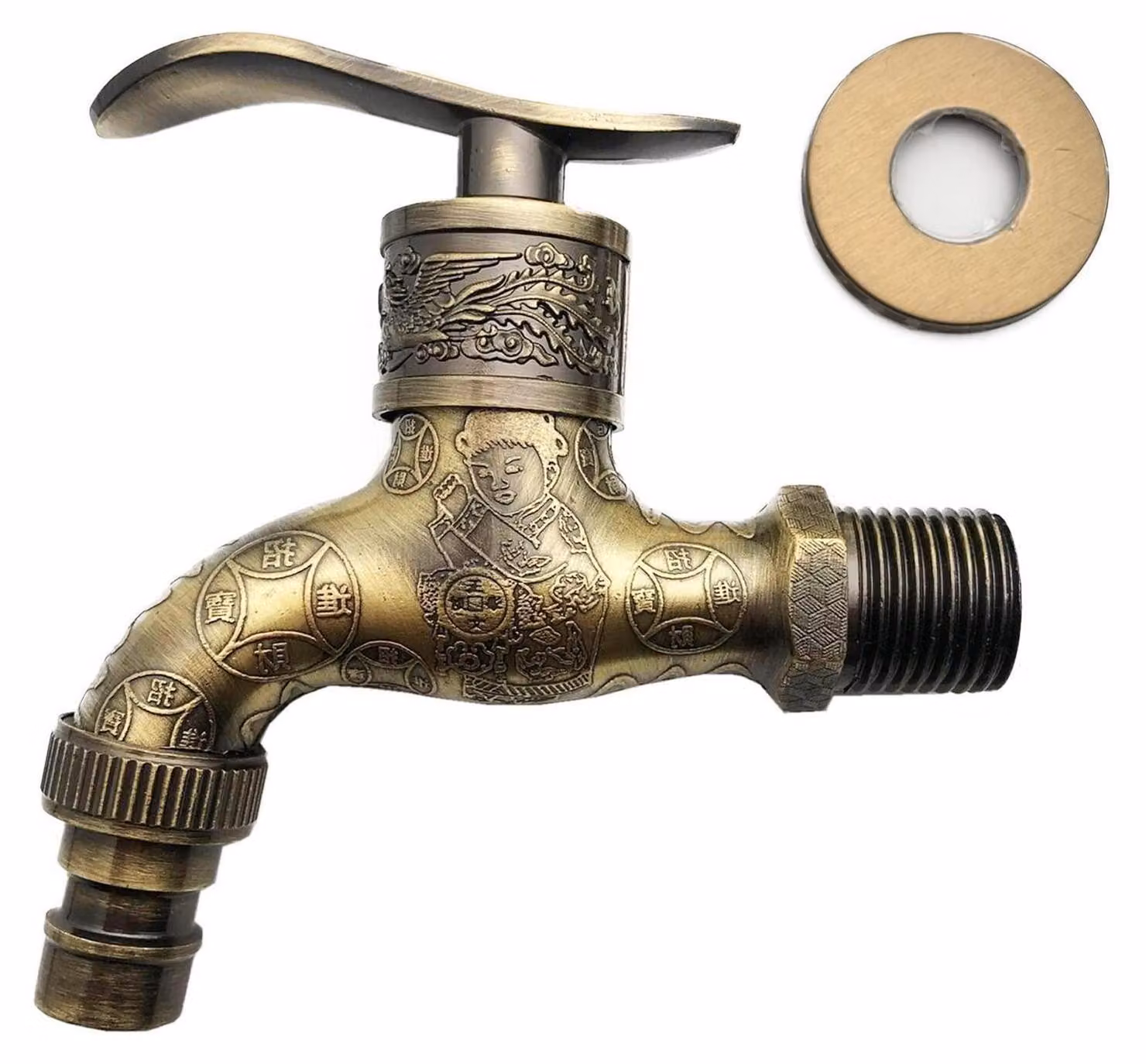 Rubinetto da parete, stile antico, in ottone, rame o bronzo