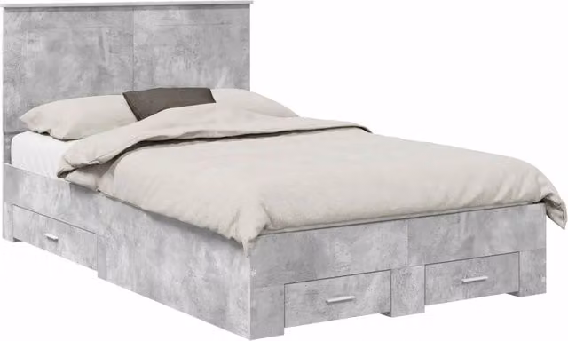 Letto matrimoniale | Letto per adulti | Struttura del letto con cassetto Grigio cemento 135 x 190 cm
