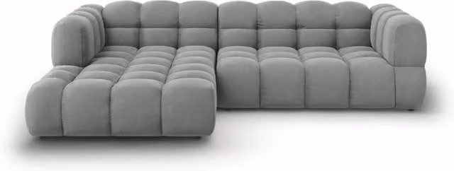Divano angolare modulare Sky Cosmopolitan Design, 4 posti in velluto grigio, configurazione sinistra L/P/H: 272 x 162 x 75 cm