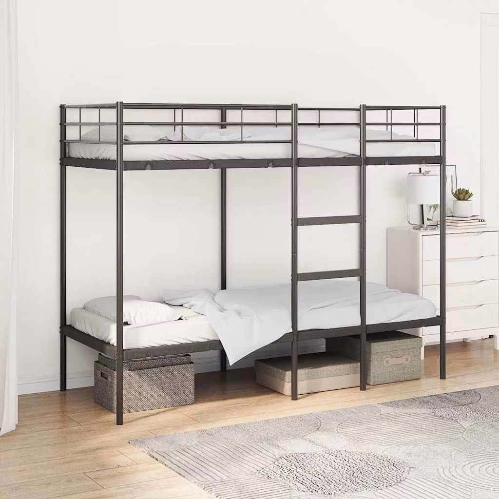 Letto a castello per bambini vidaXL in metallo nero L: 74.5 cm, P: 195.5 cm, H: 150 cm