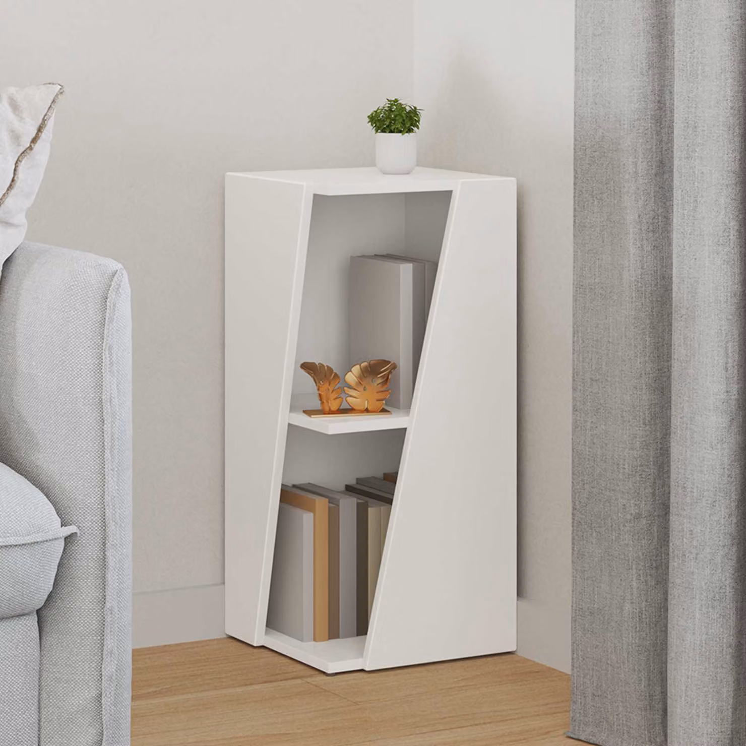 vidaXL Mensola laterale moderna in legno MDF bianco L 33 cm, P 32 cm, H 70,5 cm
