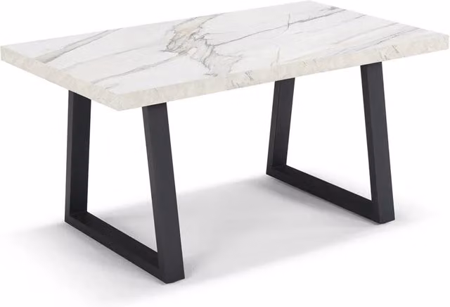 Tavolo da pranzo allungabile Marmo di Carrara 145x85 MADE IN ITALY modello GOYA fino a 195 CM per sala da pranzo, cucina e soggiorno, design moderno con top in melaminico