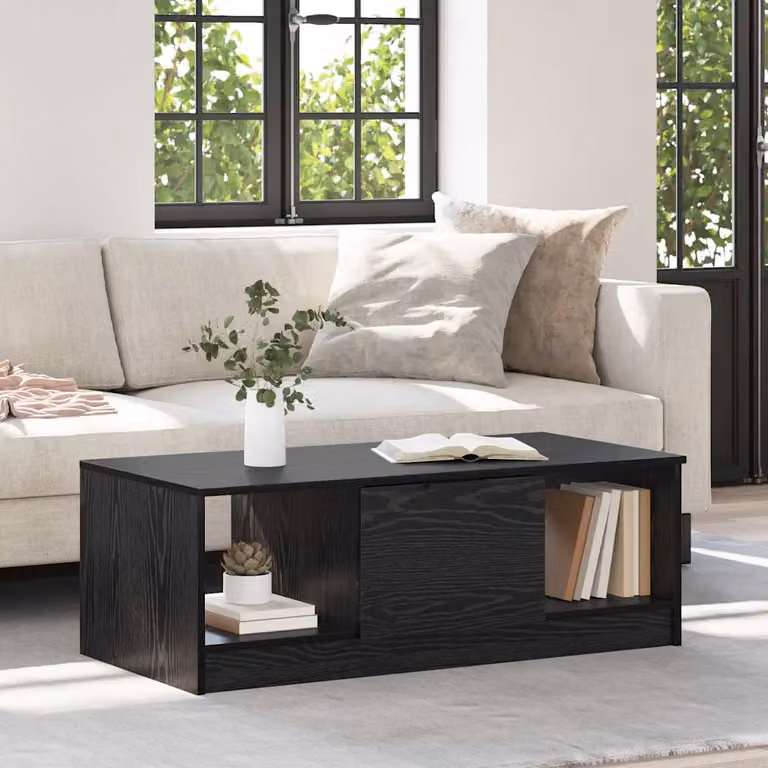 vidaXL Tavolino da salotto moderno in rovere e nero L: 102 cm, P: 50 cm, H: 36 cm