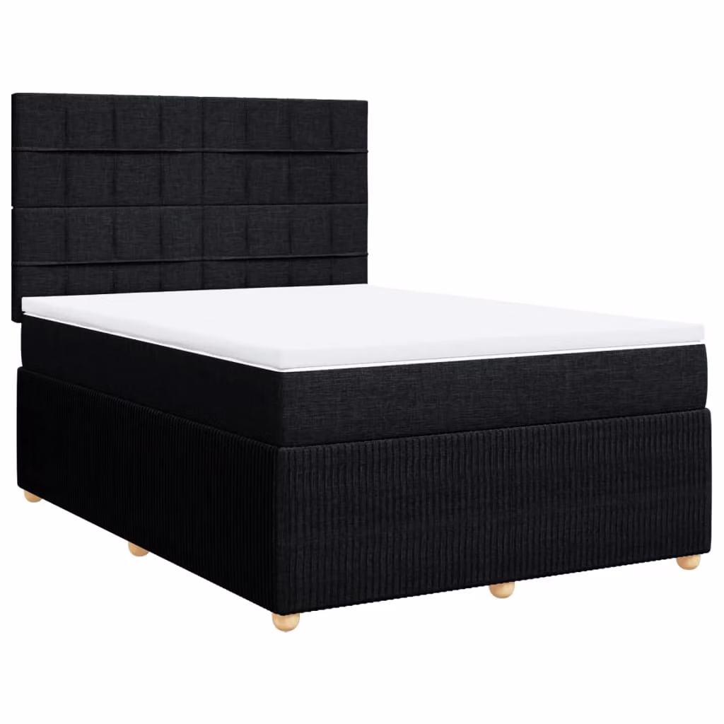 Giroletto a Molle con Materasso Nero 140x200 cm in Tessuto