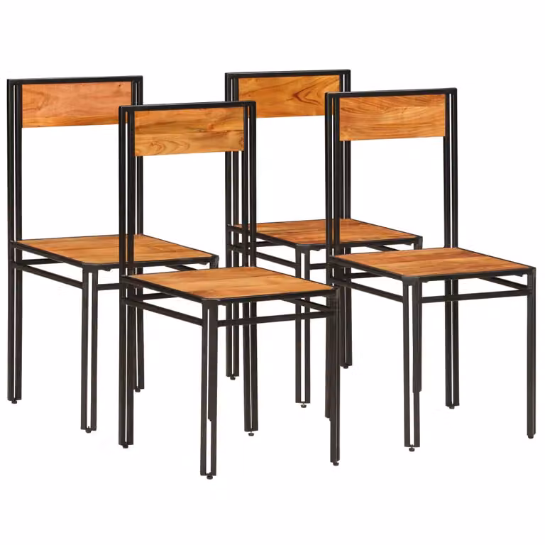 vidaXL Sedie da pranzo, 4 pezzi, legno massello di acacia