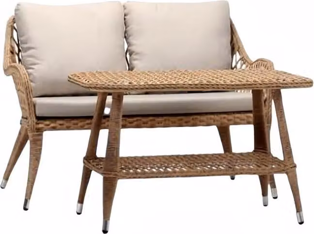 Sofa 3 Sitzer Couchtisch Garnitur Sofas Dreisitzer Rattan Tisch Luxus Modern