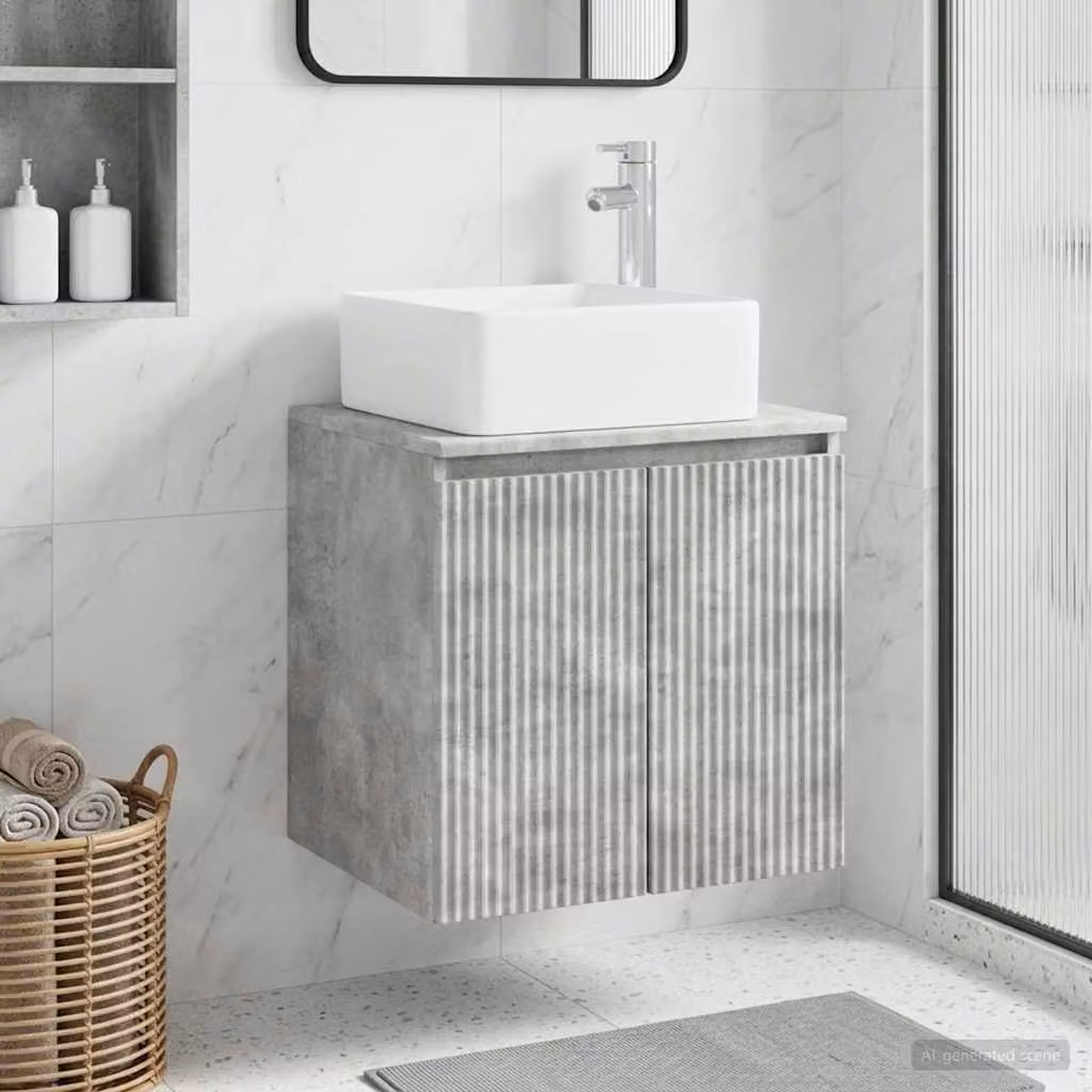 Mobile lavabo da parete vidaXL moderno in grigio, L: 53 cm, P: 35 cm, H: 63 cm