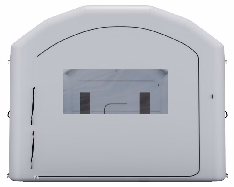 Cabina di verniciatura gonfiabile, dimensioni 12 x 5 x 4 metri, cabina di verniciatura portatile con ventilatori da 950W+1100W, filtro in cotone di grandi dimensioni, area di cambio, tenda di verniciatura a tetto ad arco per furgoni e pick-up pesanti, col
