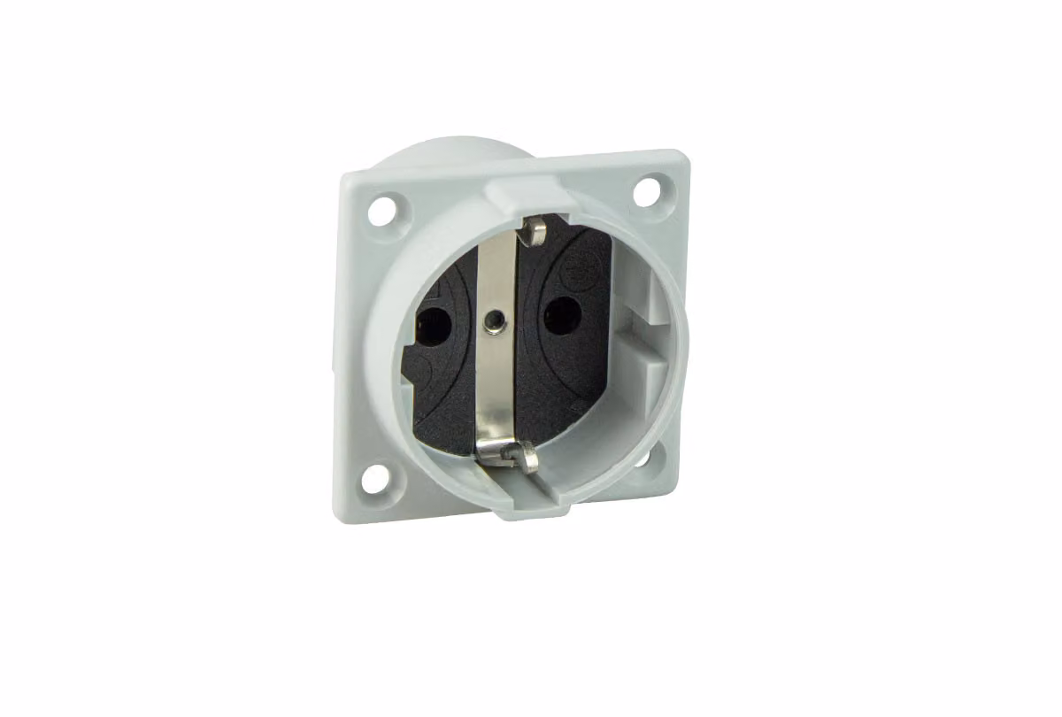 as-Schwabe Presa di corrente con contatto di terra grigio con coperchio a cerniera 230V 16A IP54
