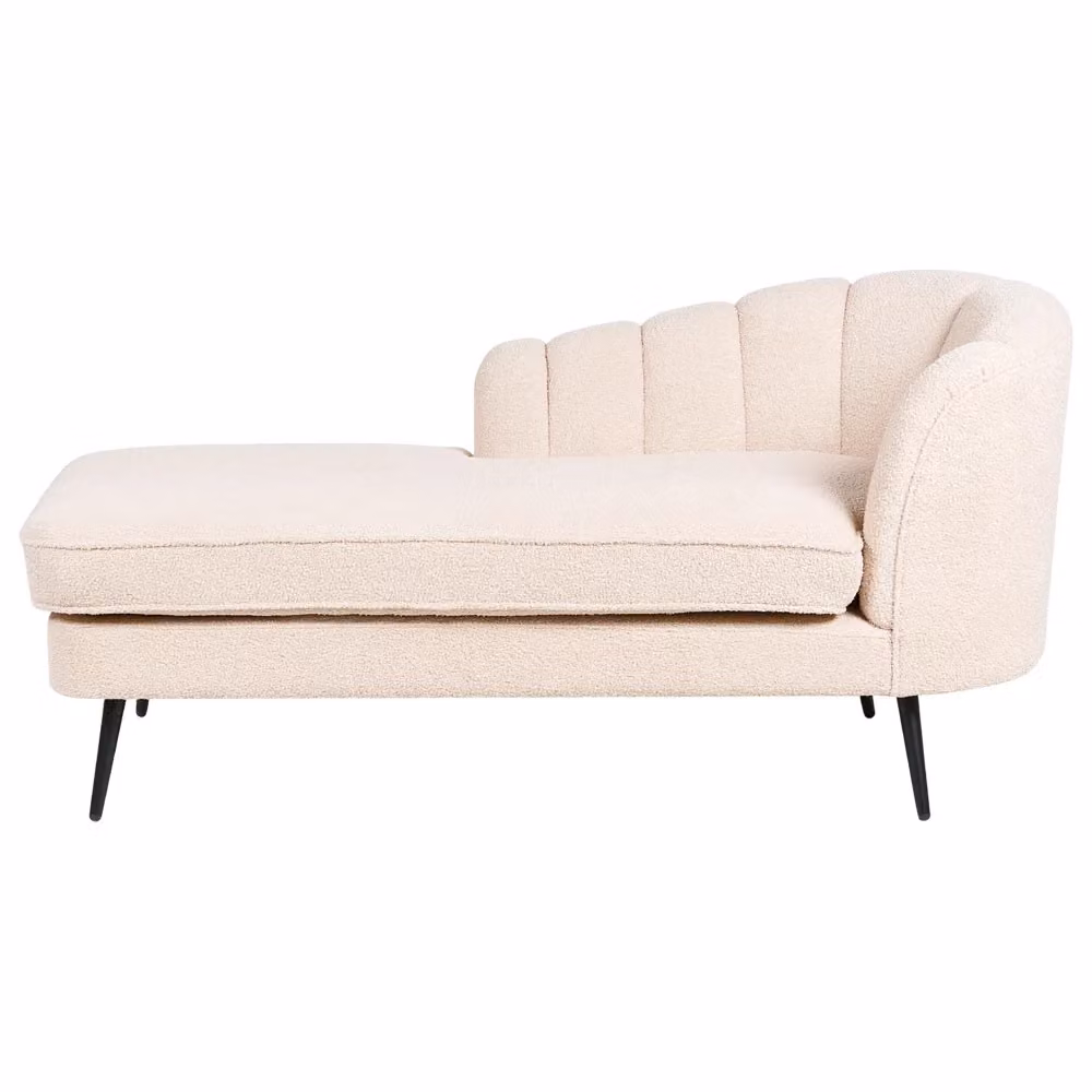 Chaise longue BELIANI in velluto beige chiaro con gambe in metallo nero, versione destra, L/P/H: 150 x 75 x 76 cm – 2