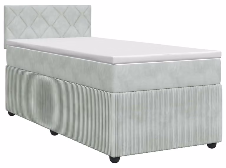 Letto a molle con materasso grigio chiaro 80 x 200 cm in velluto