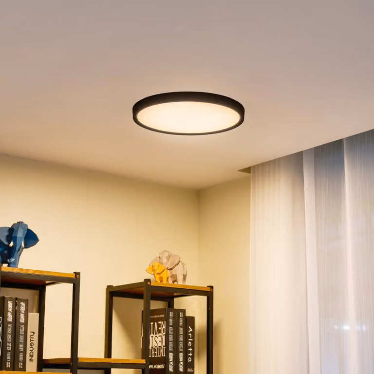 Plafoniera a LED Pravin Lindby, Nero, Soggiorno / Sala da pranzo, Plastica, Moderno, Plafoniera LED