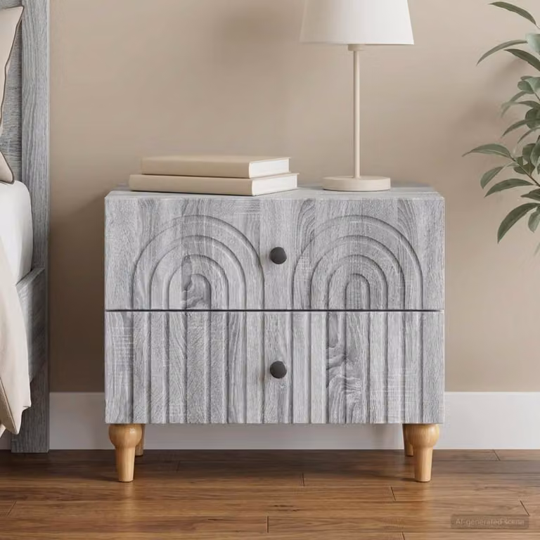 Armadio da notte con cassetto vidaXL Grigio Sonoma L: 62 cm, P: 34,5 cm, H: 48 cm