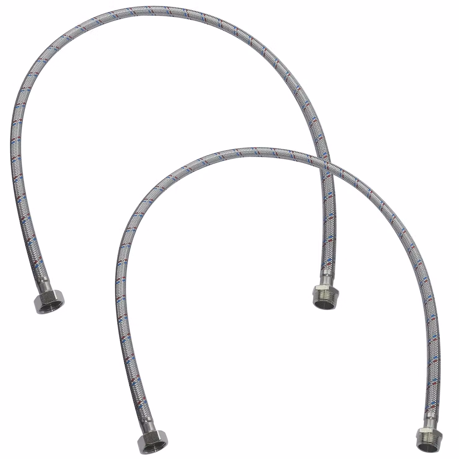 Elzusha - Set di due tubi di collegamento - Tubo flessibile da 600 mm - 1/2 pollice, maschio/femmina - Raccordi per rubinetti/miscelatori - Bagno/Cucina - Rivestimento in acciaio inossidabile - Tubo di collegamento
