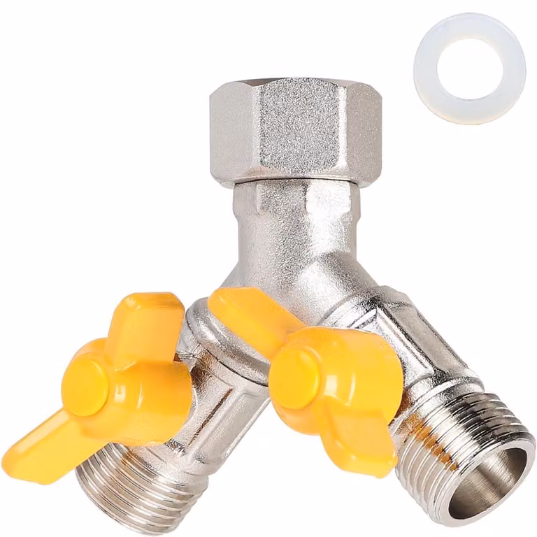 Solidchoice - Raccordo a "Y" in ottone, adattatore a 3 vie per doccia e giardino