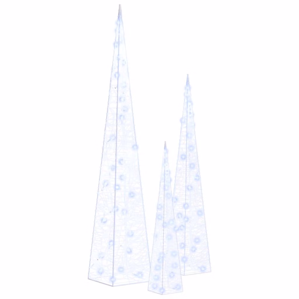 Set Coni Luce LED Decorativi Acrilici Blu 30/45/60cm
