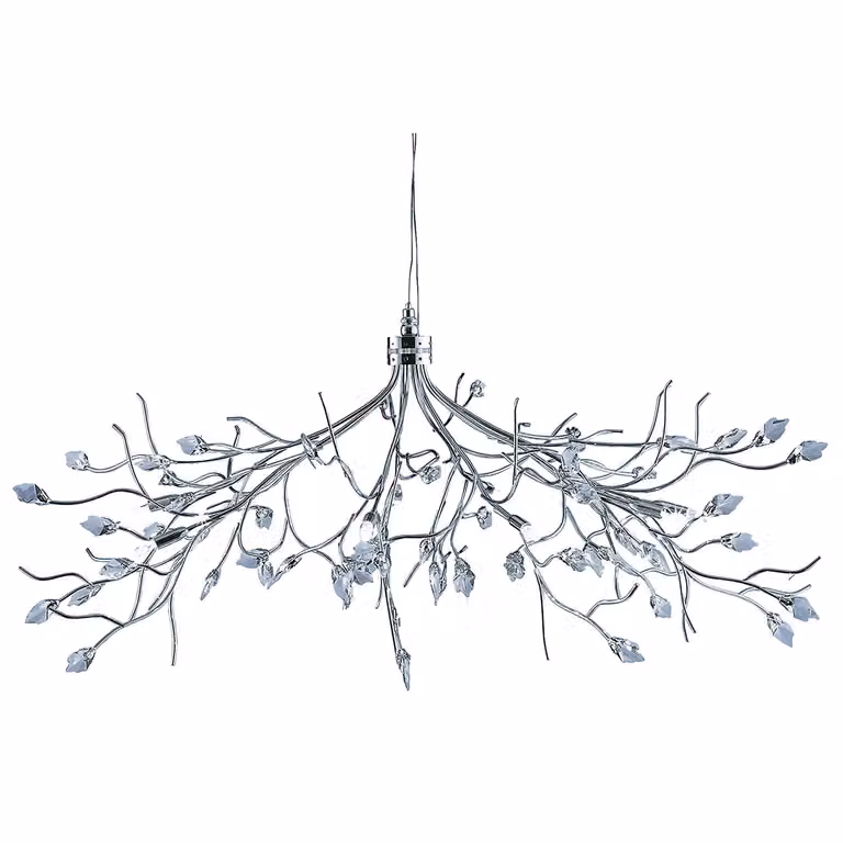 Lampada a sospensione, cromo, design a foglia, 18 cm, WISTERIA