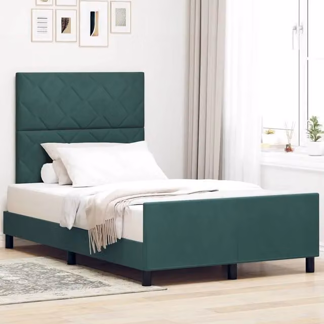 Letto a molle con testiera in velluto verde vidaXL L/P/H: 200 x 120 x 126 cm