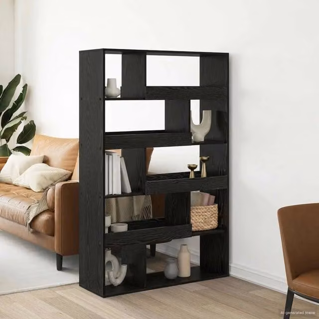 Scaffale per libri moderno vidaXL in MDF nero L: 100 cm, P: 33 cm, H: 156,5 cm – 1