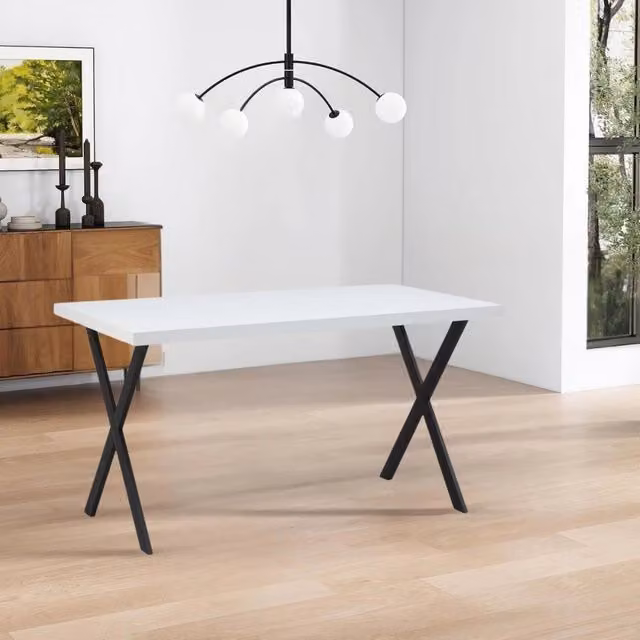 Tavolo rettangolare Brayn Veriaffari bianco con gambe in metallo nero L: 139 cm, P: 80 cm, H: 76 cm – 1