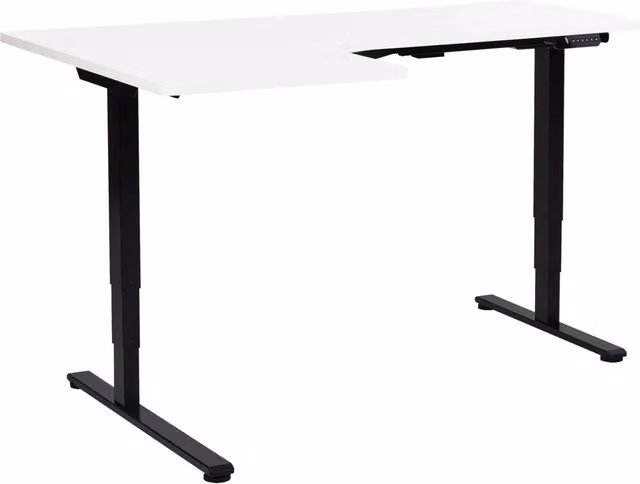 Scrivania elettrica regolabile in altezza BELIANI per ufficio in stile moderno, piano bianco e nero, L 160 x P 59 cm