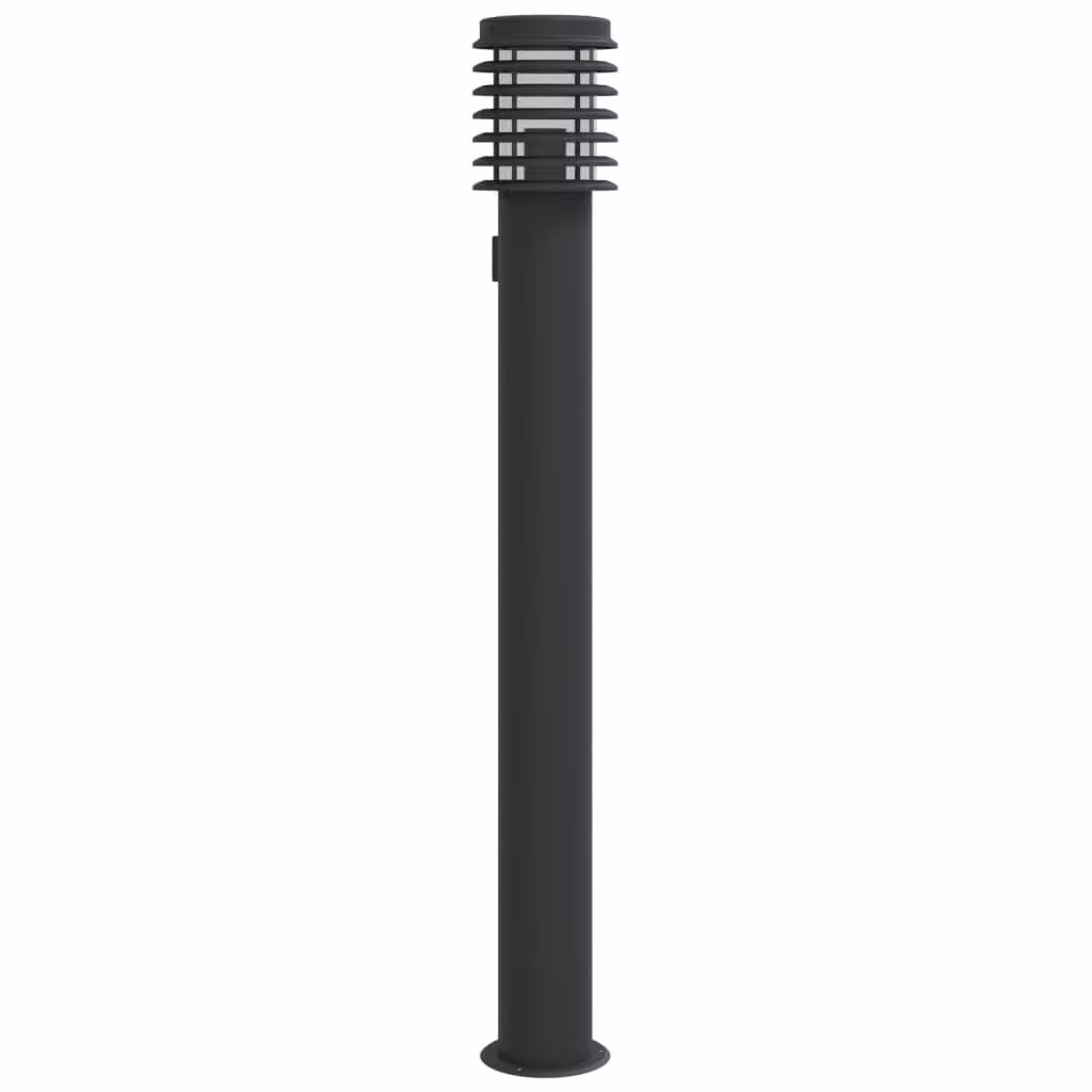 Lampade da Terra per Esterni con Presa 3 pz Nere 110 cm Acciaio
