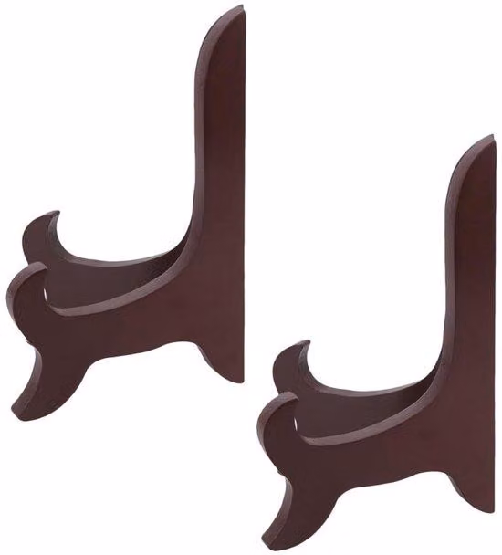 Supporti in legno per tavolo - confezione da 2 - Supporti per tavoli espositivi - Adatti a piatti con diametro da 10 a 15 cm - Supporti per tavolo stabili - Dimensioni 13x8,5 cm