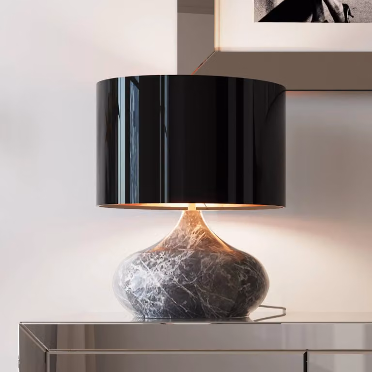 KARE Lampada da tavolo Mamo Deluxe, Alluminio / Grigio / Zincato, Soggiorno / Sala da pranzo, Metallo, Design, Lampada da tavolo