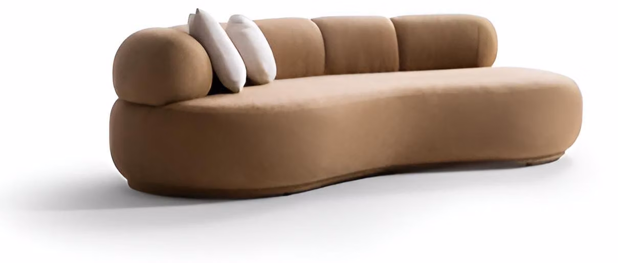 Brauner 3-Sitzer-Sofa Wohnzimmer-Sofa Gebogenes Sofa Wohnzimmermöbel