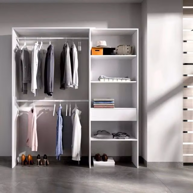 Guardaroba Fauno DMORA, Struttura per cabina armadio con appendiabiti e ripiani, Bianco opaco, L: 160 cm, P: 40 cm, H: 187 cm – 1