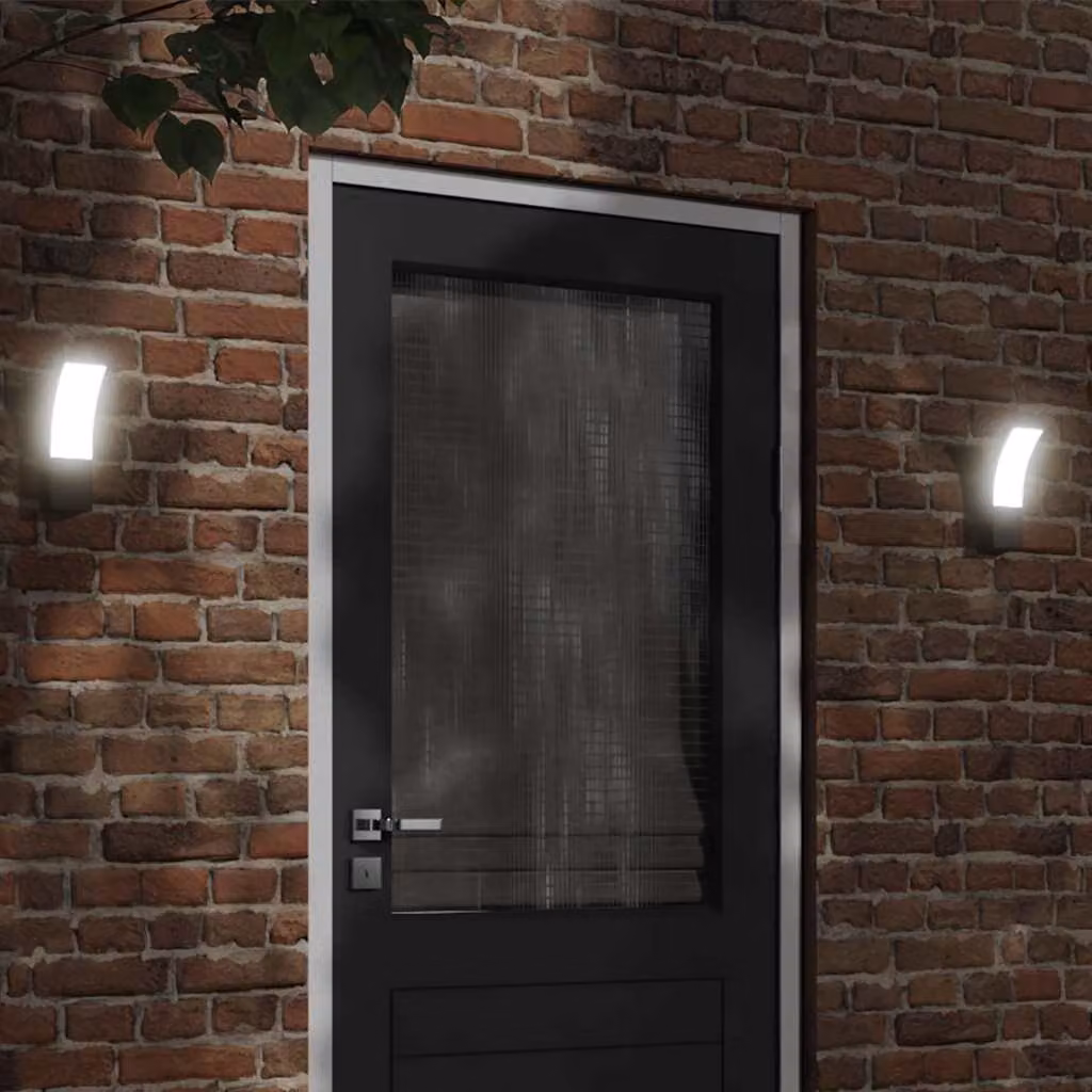 Set di 2 applique da esterno vidaXL in alluminio nero con illuminazione LED up/down per giardino