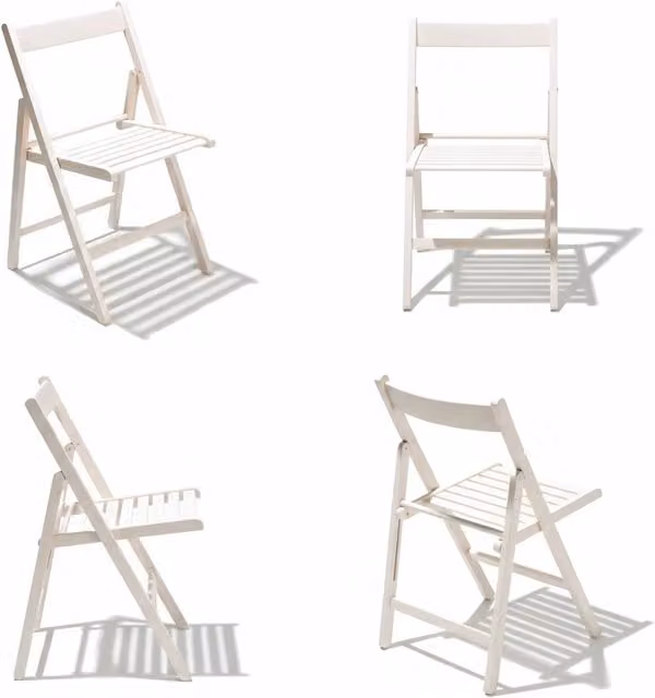 Set di 4 sedie pieghevoli Liberty Idroweb in legno e metallo bianche in stile Art Nouveau