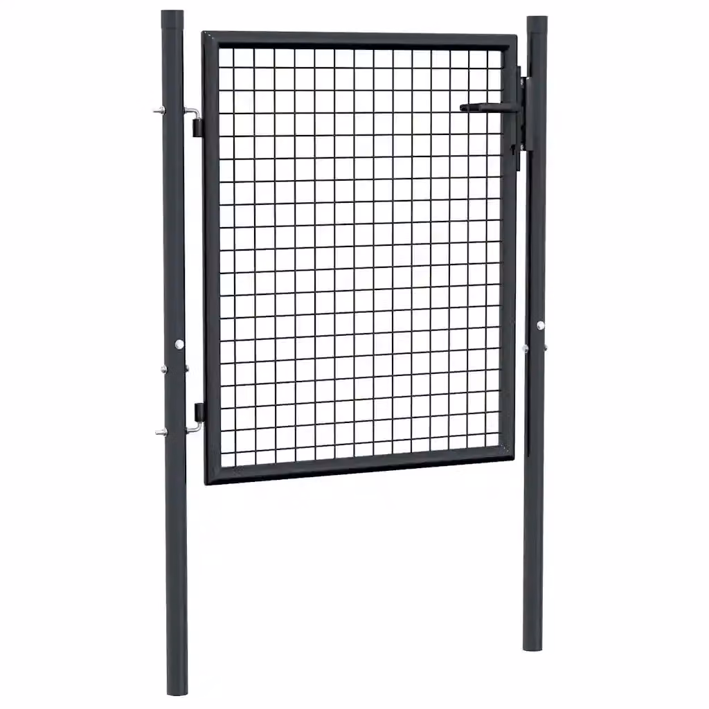 Cancello da giardino singolo a battente vidaXL in acciaio zincato, colore grigio antracite, L: 100 cm, H: 75 cm – 2